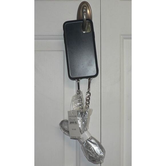 Nordstrom Silver Glitter IPhone 11 Crossbody Phone Case Four Card Slots 6"X3" - Picture 2 of 2